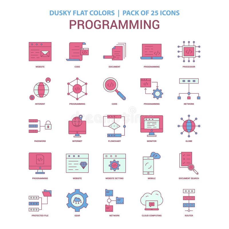 Programming icon Dusky Flat color - Vintage 25 Icon Pack stock illustration Programming icon Dusky Flat color - Vintage 25 Icon Pack stock illustration