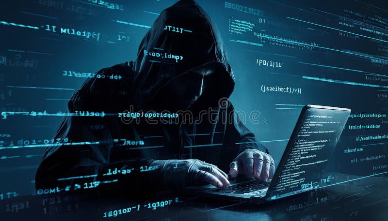 Programming in Motion A Detailed Look at a CodeSavvy Laptop User Typing Away vector illustration