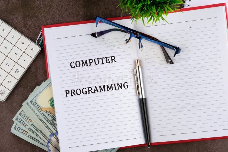 Programming online network metaverse digital world technology. COMPUTER PROGRAMMING It is written in a business book in stock image
