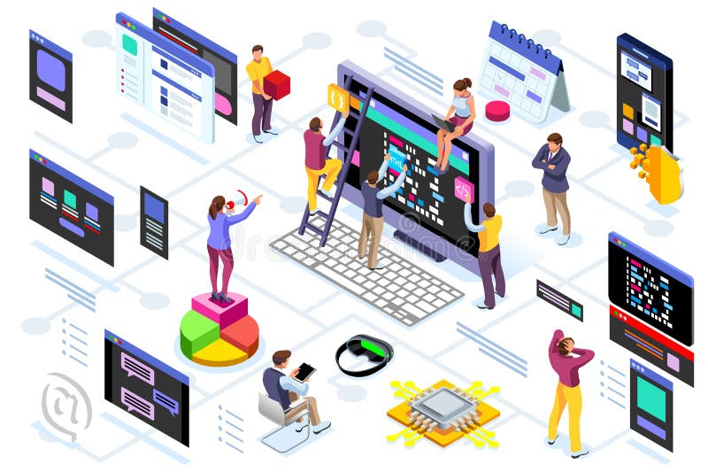 Programming software interface device engineers royalty free illustration