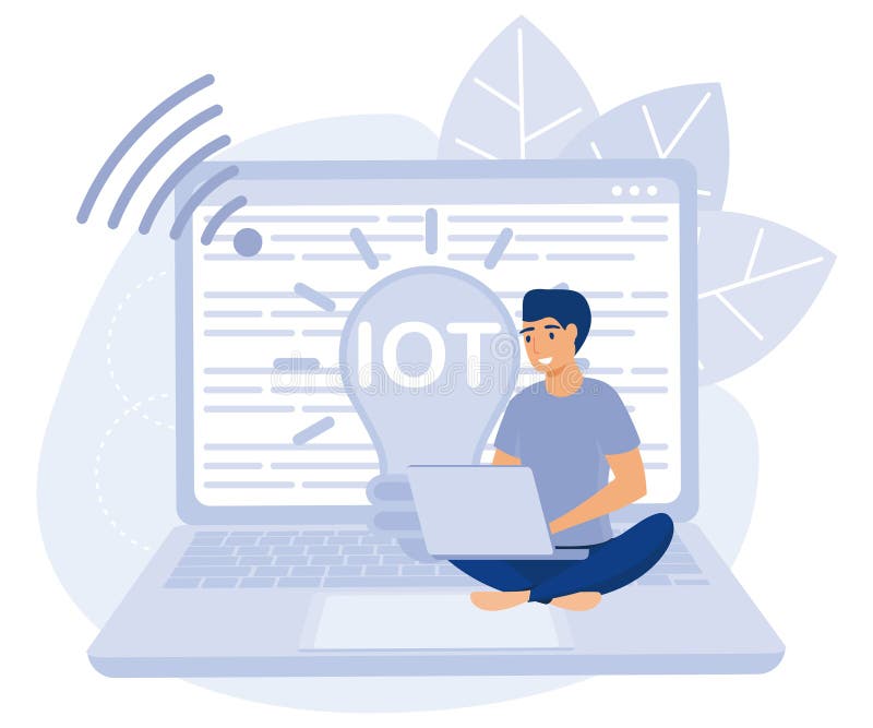 Programming team concept, Computer games, virtual world and IoT development, VR graphic design, testing and deployment, flat stock illustration