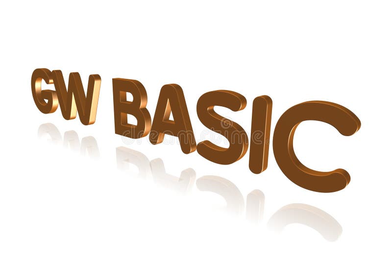 Programming Term - GW BASIC - BASIC programming language - 3D image. Basic programming code illustrations