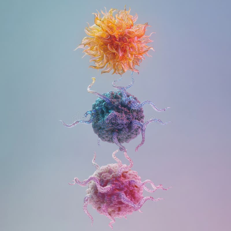 Progresia formelor de virus care ilustrează tranziția de la structuri simple la structuri complexe în studiul biologic. ai generat stock images