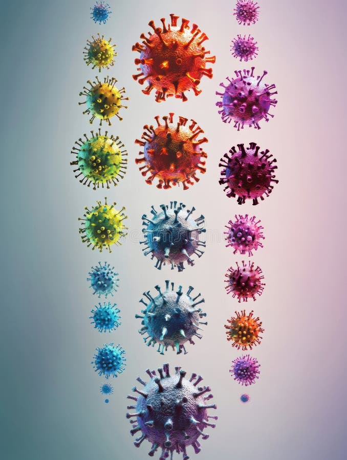 Progresia formelor de virus de la bază la complex, ilustrând diversitatea și evoluția structurii microscopice și royalty free stock photo
