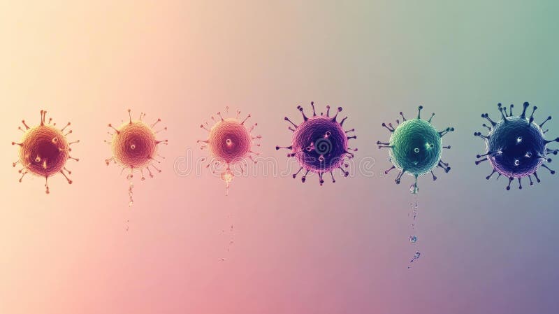 Progresia formelor de virus de la structuri simple la complexe care ilustrează dezvoltarea biologică și diversitatea royalty free stock photos