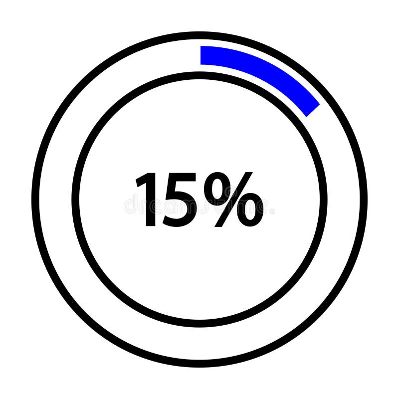 Progress bar and loading icons 15 percent stock illustration