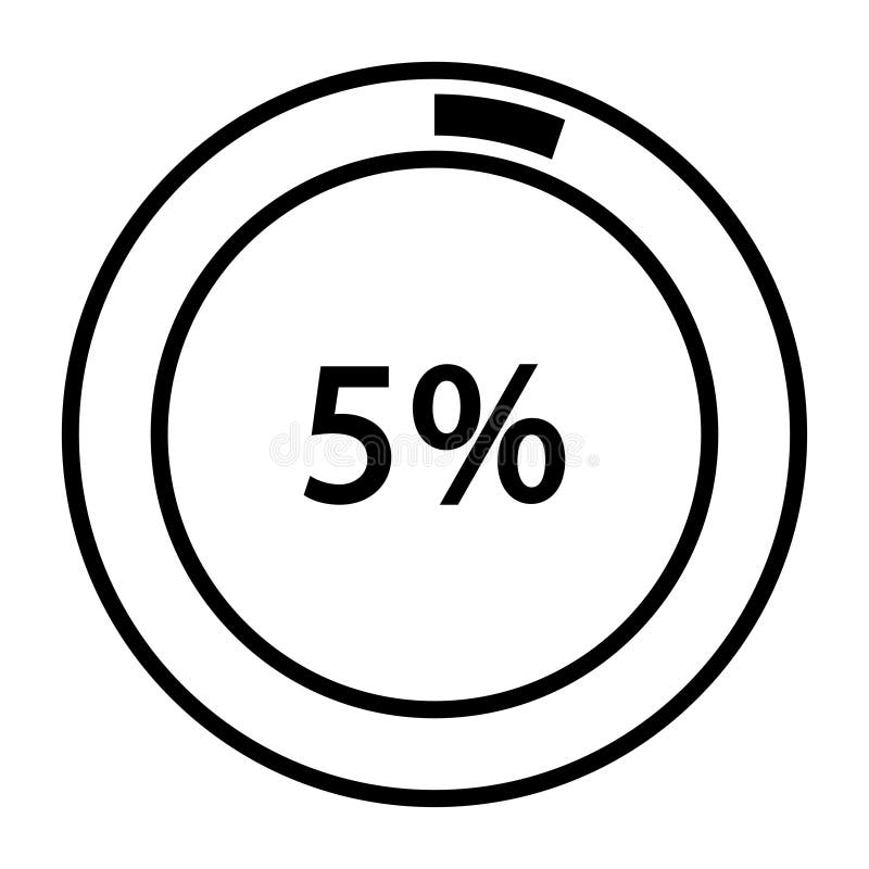 Progress bar and loading icons 5 percent vector illustration