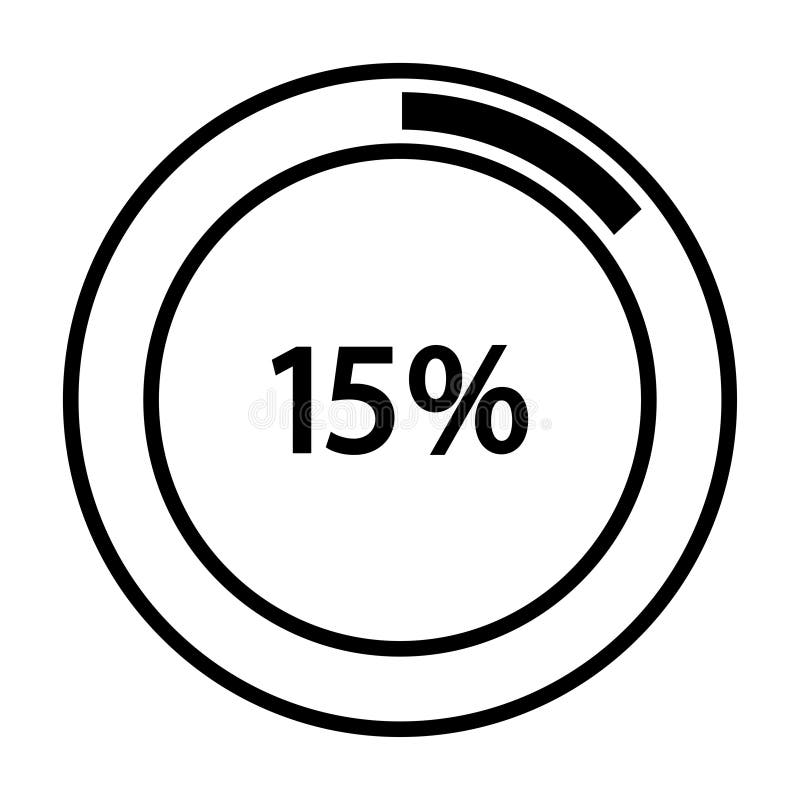 Progress bar and loading icons 15 percent stock illustration