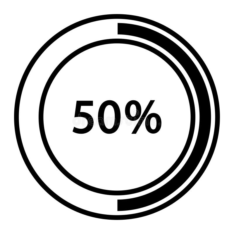 Progress bar and loading icons 50 percent stock illustration