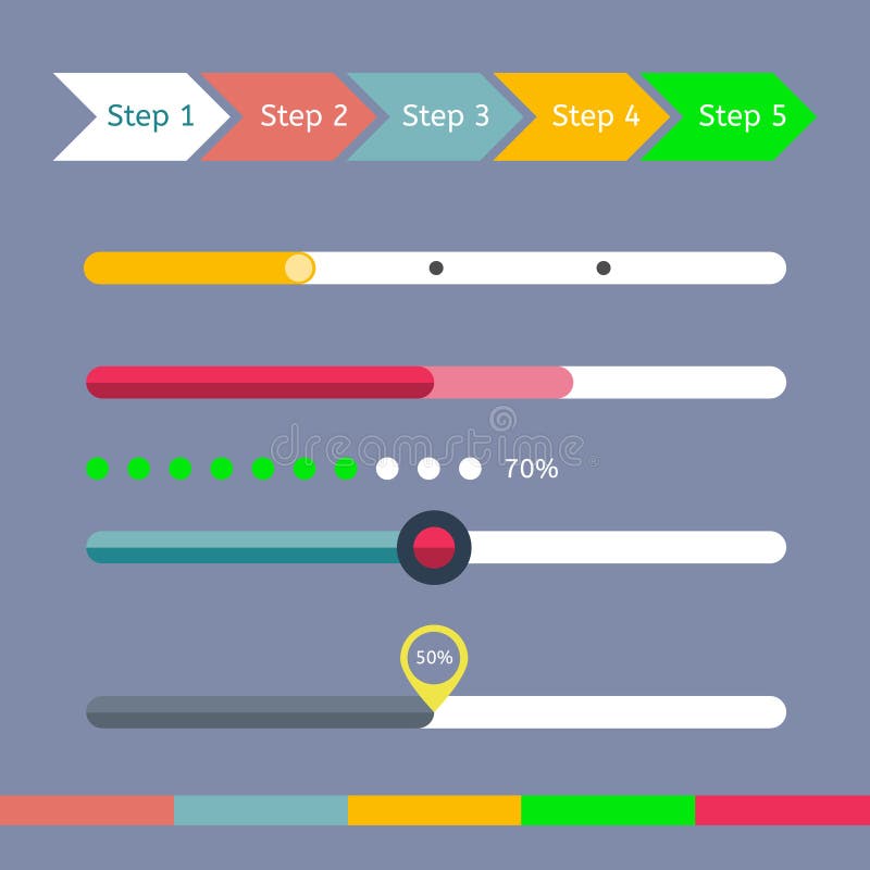Progress Bars Set stock vector. Illustration of color - 77349122
