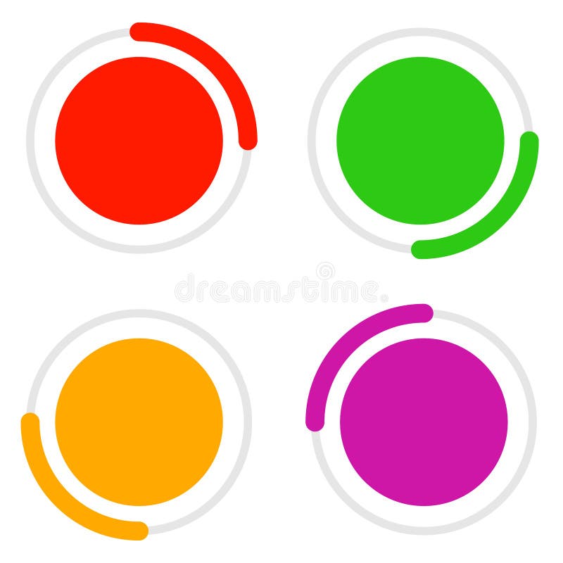 Progress, steps, phases, stages indicator circular graphics stock illustration