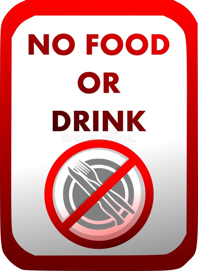 Prohibición de la introducción de comida y de bebidas en rojo aisladas libre illustration Prohibición de la introducción de comida y de bebidas en rojo aisladas libre illustration