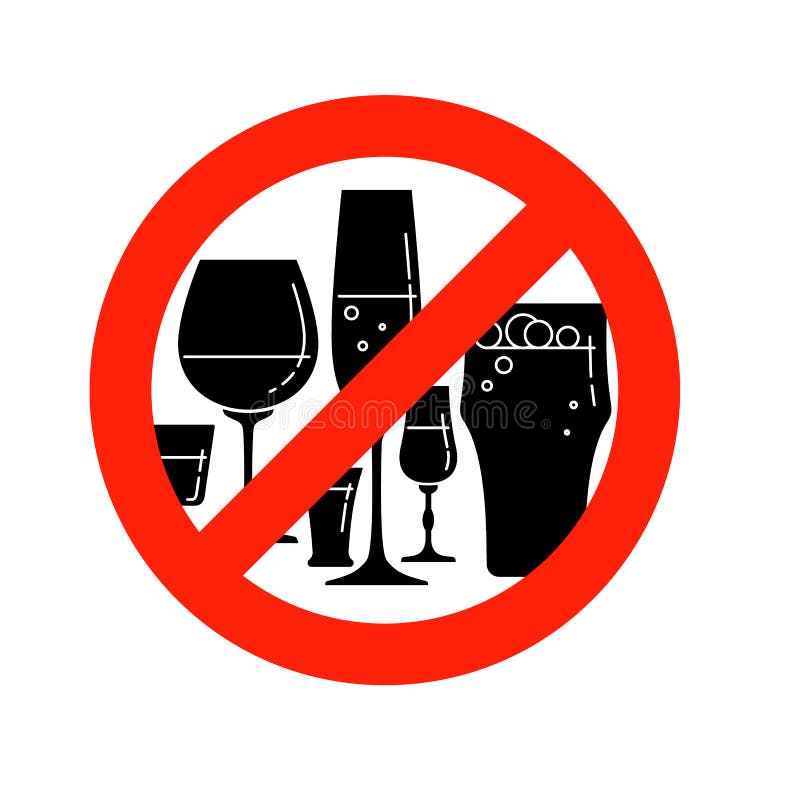 Premium Vector  No alcohol icon. alcoholic drink prohibition sign with  cartoon beer glass, wine and whiskey bottle in red. ban beverage vector  symbol. illustration no alcohol drink, prohibited and forbidden beverage