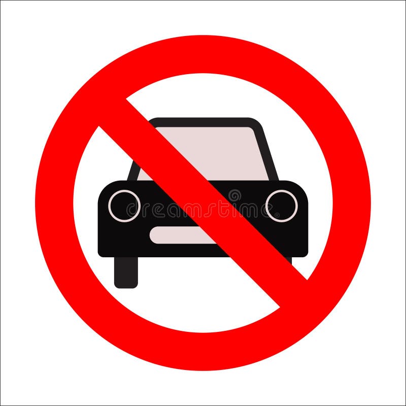 Prohibition sign no parking, no car, attention on the road stock illustration