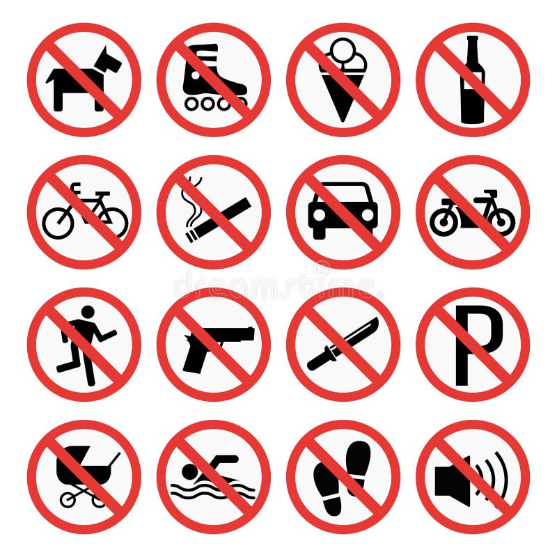 forbidden sign - prohibition signs - vector set Stock Vector