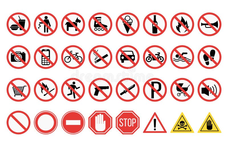 forbidden sign - prohibition signs - vector set Stock Vector