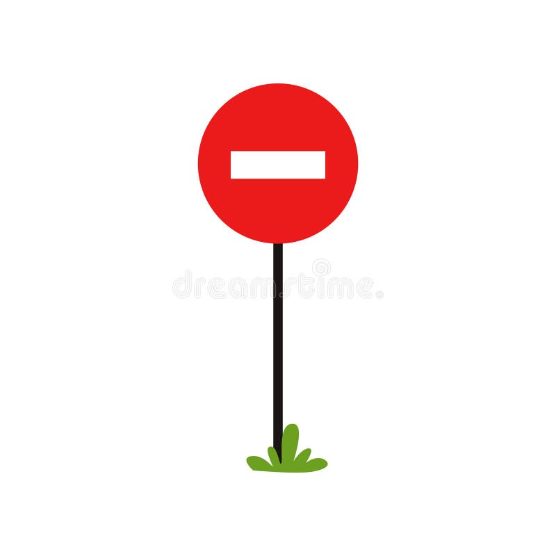 Prohibitory Road Sign. Red Circle with White Rectangle. One-way Traffic
