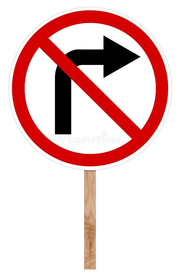 Prohibitory traffic sign - Right turn stock images Prohibitory traffic sign - Right turn stock images