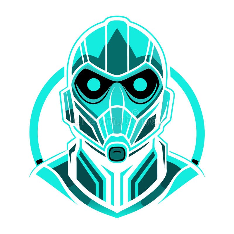 Proiect de cască TealCyan Neon Futuristic pe fond negru royalty free illustration