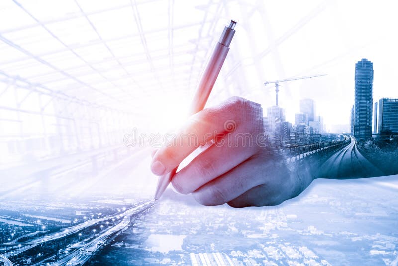 Proiect privind construcțiile viitoare stock photo