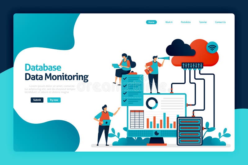 Proiectare pagină de aterizare pentru monitorizarea datelor de bază. să mențină securitatea și protecția datelor utilizatorilor. a royalty free illustration