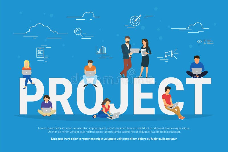 Project concept illustration of business people working together as team royalty free illustration Project concept illustration of business people working together as team royalty free illustration