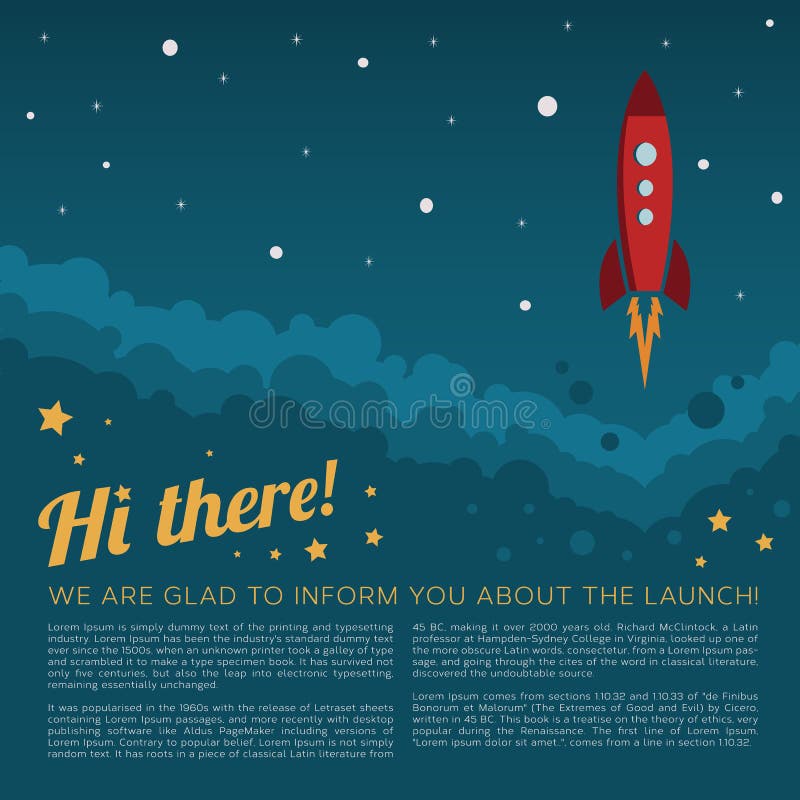Project Launch Rocket in Space Vector Background stock illustration