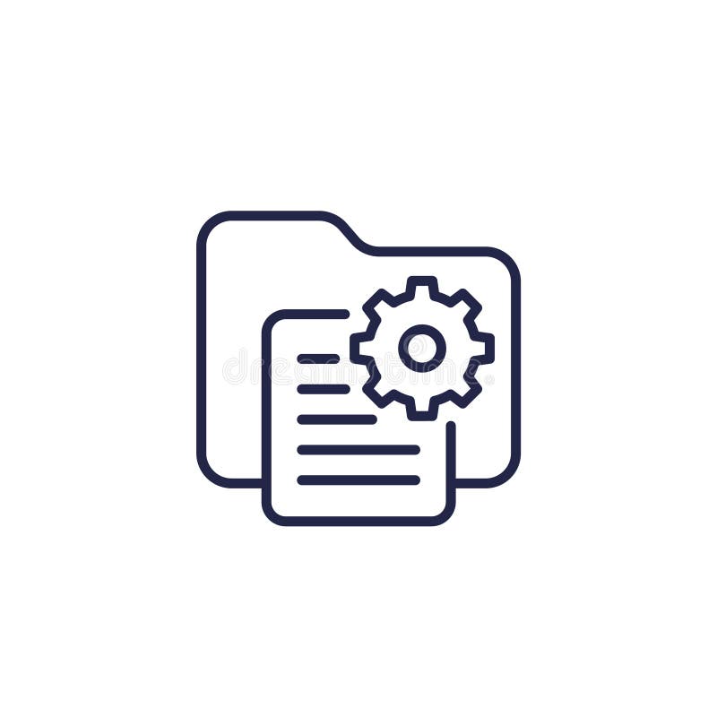 Project line icon, document and file folder vector illustration