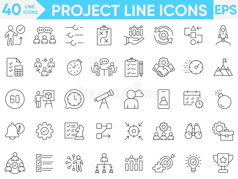 Project line icons vector and illustration set vector illustration