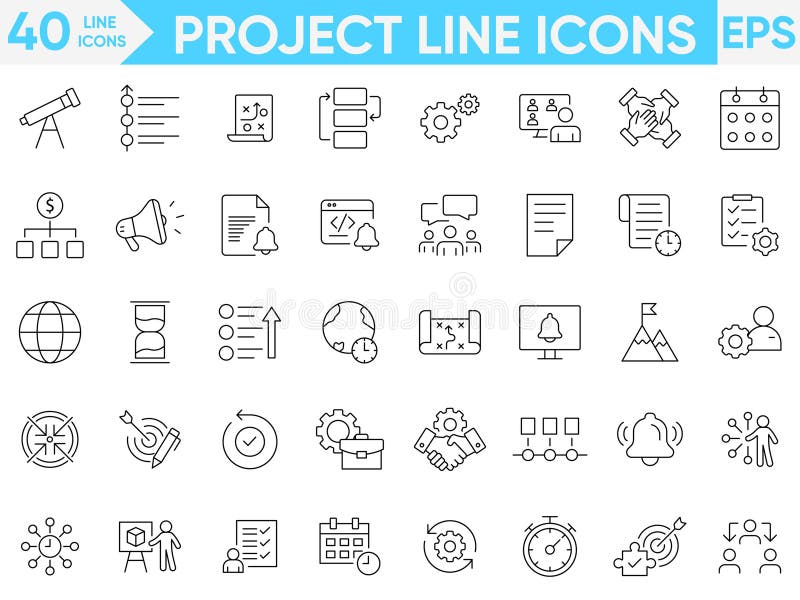 Project line icons vector and illustration set stock illustration