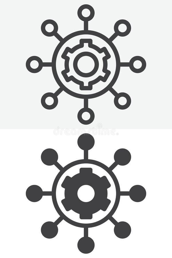 Project management process line and solid vector icon set royalty free illustration