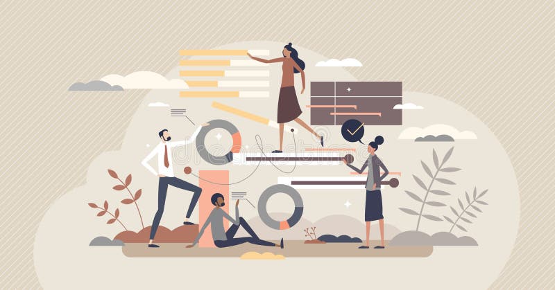 Project management software for effective business work tiny person concept royalty free illustration