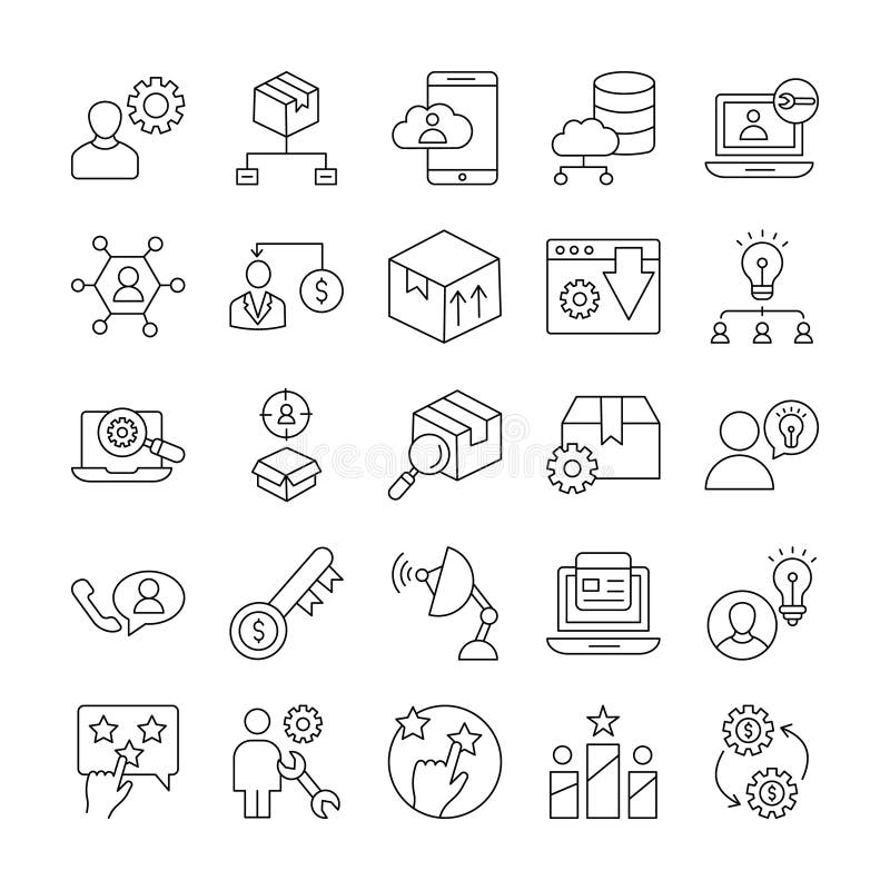 Project Management Vector icons set every single icon can easily modify or edit royalty free illustration