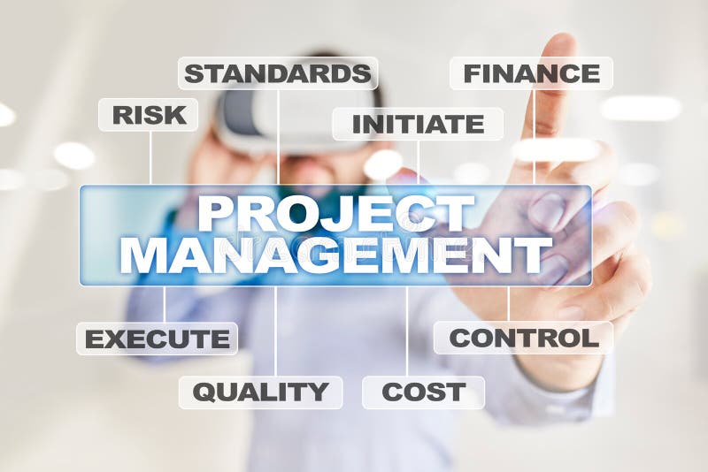 Project management on the virtual screen. Business concept. royalty free stock photography