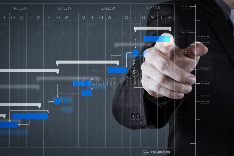 Project manager working and update tasks with milestones progress