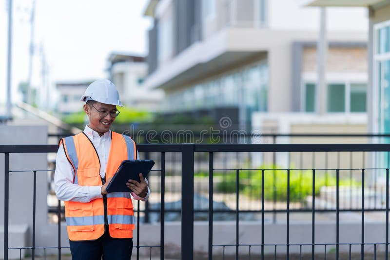 The project owner is inspecting the construction of a new house, and the engineer or architect or quality control contractor royalty free stock photos