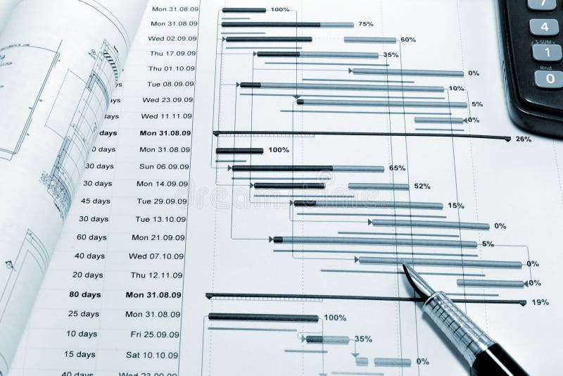 Project planning - blueprint royalty free stock photos