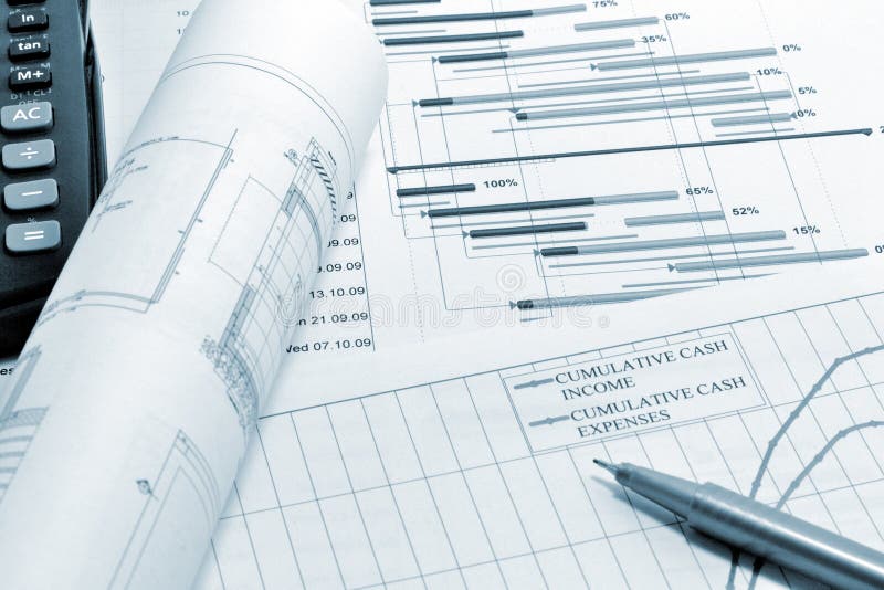 Project planning - blueprint stock images