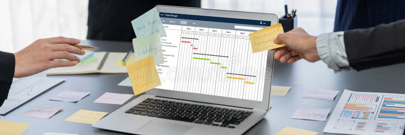Project planning software for brisk business project management stock photos