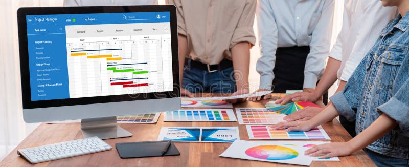 Project planning software for brisk business project management royalty free stock photo