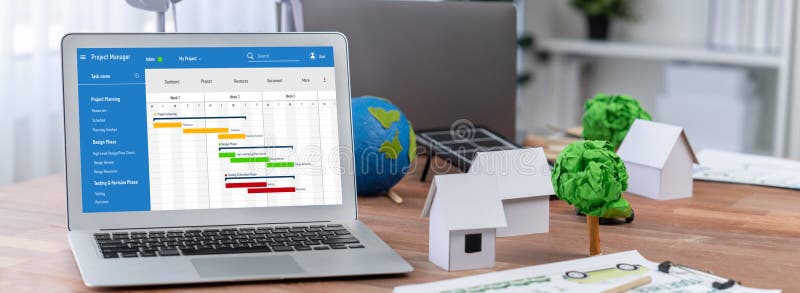 Project planning software for brisk business project management royalty free stock photo