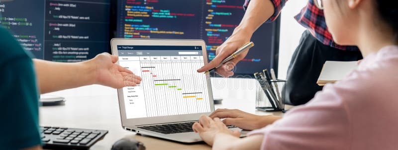 Project planning software for brisk business project management stock photos