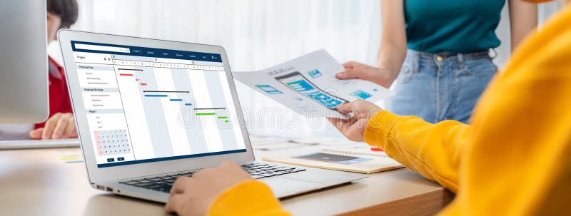Project planning software for brisk business project management stock images