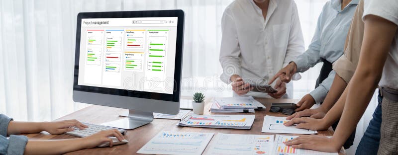 Project planning software for brisk business project management stock images