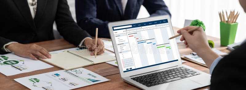 Project planning software for brisk business project management stock photography