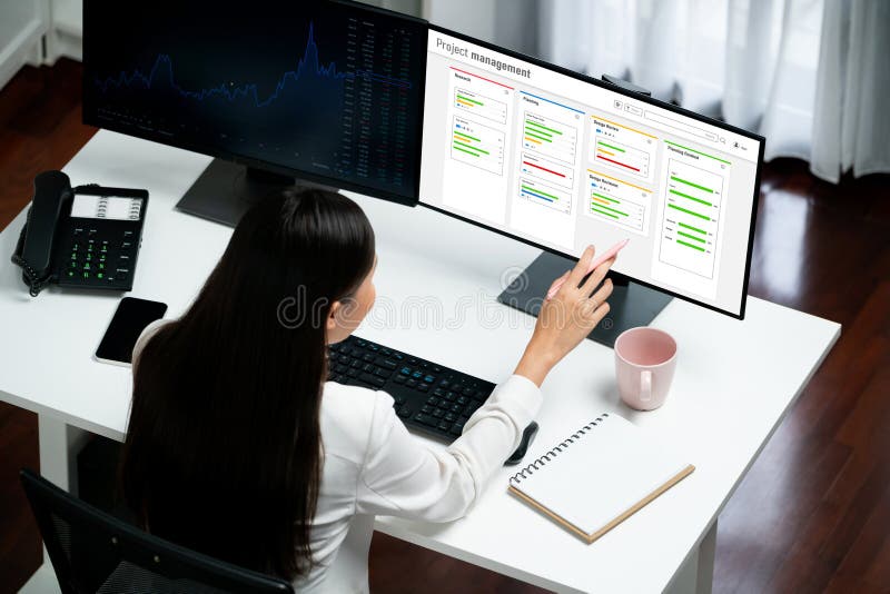 Project planning software for brisk business project management stock image