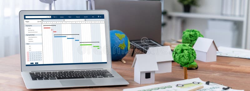 Project planning software for brisk business project management stock photography