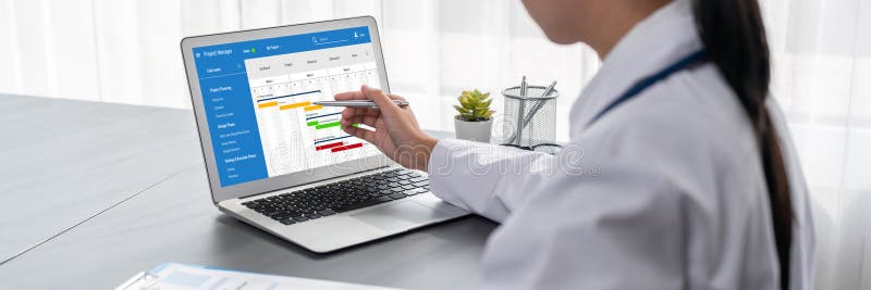 Project planning software for brisk business project management stock photos