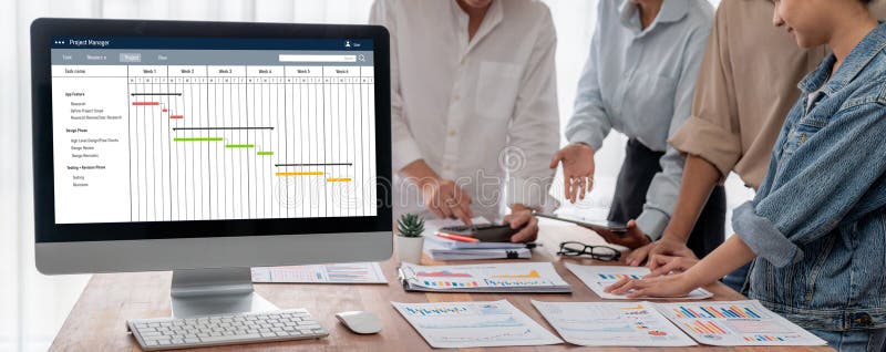 Project planning software for brisk business project management stock image