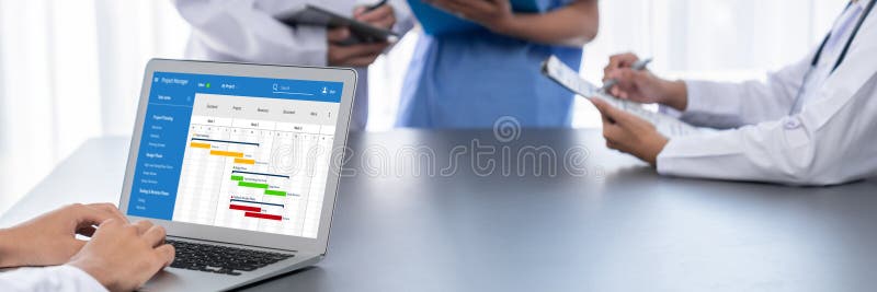 Project planning software for brisk business project management stock photo